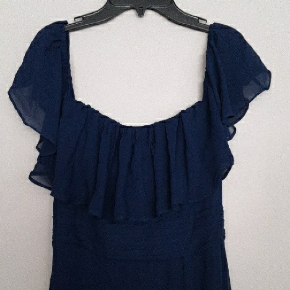 Ever Pretty Navy Blue Ruffled Off-Shoulder Maxi Dress Size (M-6)